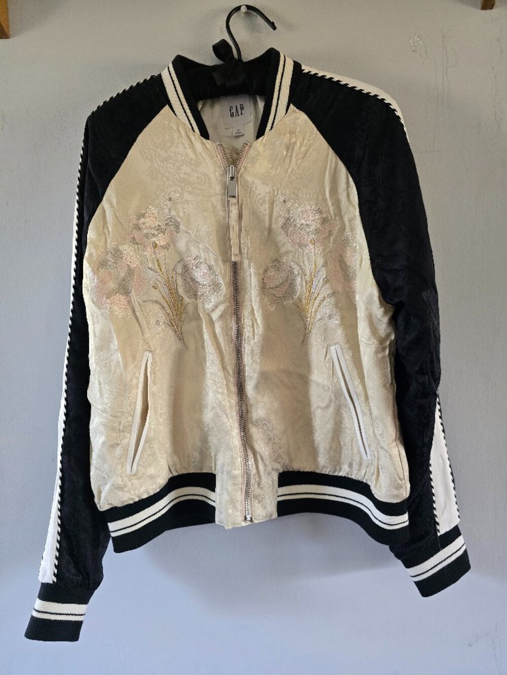 Vintage GAP Satin Bomber/ Varsity Style Jacket with Embroidery Size M